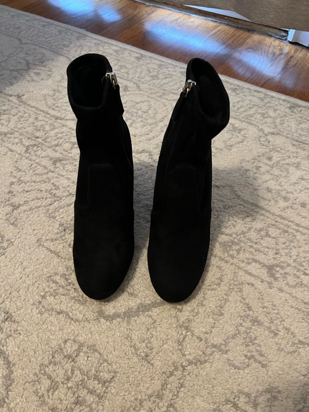 Steve Madden Black Suede Ankle Booties with Side Zipper
